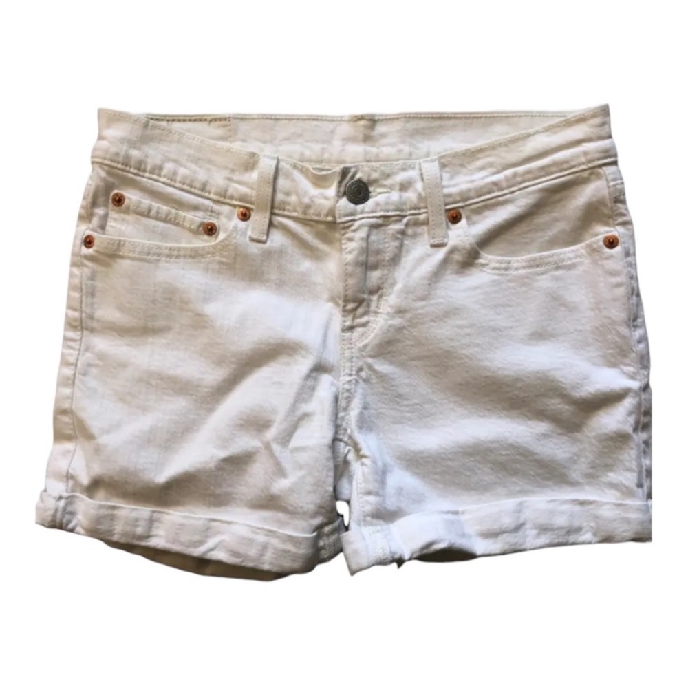 Levi’s Women’s Jean Shorts Booty Cuffed Denim White Size 25